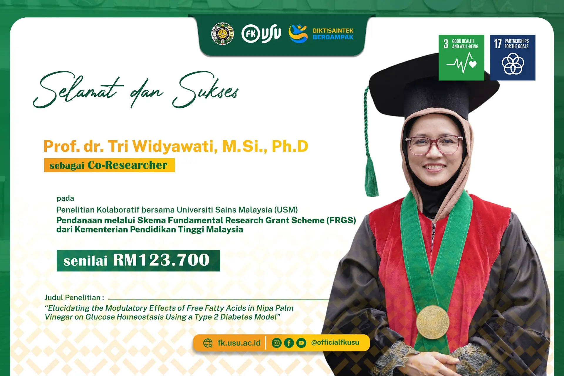 Prof Tri Widyawati Dosen FK USU Terlibat dalam Riset Kolaborasi Internasional Didanai FRGS Malaysia